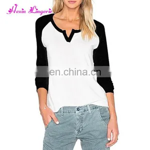 Without Moq Fashion Black Long Sleeves Running Blank Fitted Lady T-shirt thumbnail-1