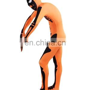 Orange Skull Jumpsuit Second Skin Suit Zentai Bucks Halloween Costume thumbnail-3