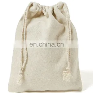 Custom Muslin Cotton Small Canvas Drawstring Bag Canvas Pouch Wholesale thumbnail-2