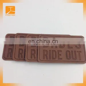 Imitation Durable PU Fashion Metal Attached Jeans Leather Patch Label thumbnail-3