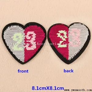 Fashion Reversible Heart Sequin Designs Embroidery Patches Decoration Garment Accessories thumbnail-2
