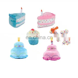 New Interactive Squeak Pet Birthday Party Plush Dog Cake Toy thumbnail-3