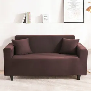 Chocolate Brushed Elastic Stretch Sofa Cover Couch Cover Sofa Slipcovers thumbnail-1