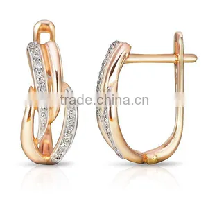 14K Rose Gold Earring With Diamonds thumbnail-1
