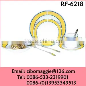 20pcs Round Shape Dailly Used Promotion Unbreakable Ceramic Dinner Set thumbnail-1