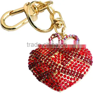 Custom Big Stone Keyring Metal Heart Keychain thumbnail-1