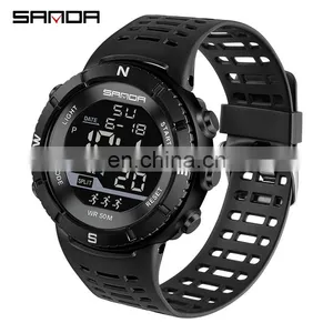 SANDA 286 High Quality Led Display Boys Wristwatch Luminous Chronograph Waterproof Sport Watch Digital Men thumbnail-2