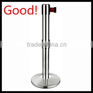 Silver Stainless Steels Double Belt Barriers- 2 Webbings Barriers- Metal Poles thumbnail-1