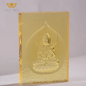 Customization Liuli Crystal Glass Craft Interior Home Buddha Brick Sculpture thumbnail-5