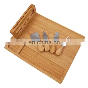 Eco-Friendly Kitchen Bamboo Charcuterie Board Set With 4 Knife Set thumbnail-1