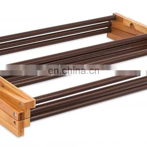 3 Tier Foldable Bamboo Wooden Clothes Drying Rack Water-Resistant thumbnail-2