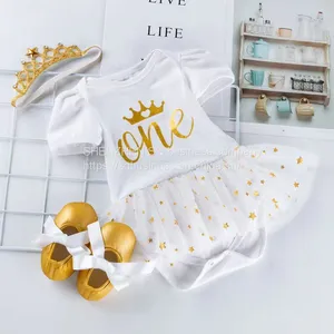 New Arrive Newborn Baby Girl Romper Jumpsuit+ Hair Accessories+Tutu Dress 3pcs Sets Party Birthday Tutu Dress Baby Girls Romper thumbnail-3