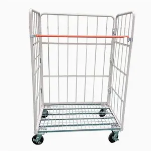 Scale Heavy Duty Rolling Wire Mesh Storage Cage for Cargo Collecting Milk Trolley thumbnail-4