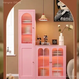 JUNTUO Glass Door Storage Cabinet GDB-04 | Dining Room & Café Display | Clear or Fluted Glass | Custom Size OEM thumbnail-1
