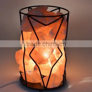 Himalayan Natural Rock Salt Lamp With Iron Art Base thumbnail-3