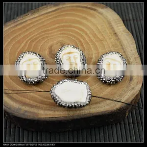 LFD-0065B Wholesale Turquoise Buddha Head Pave Rhinestone Crystal Connectors Beads For Jewelry Making Bracelet Necklace thumbnail-2