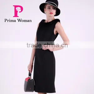2016 New Design Spring Women Slim Fit Wool Skirt With Mink Collar thumbnail-5