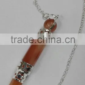 Carnlian Pencil Wand Stone Pendulum thumbnail-1