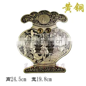 Furniture Brass Hardware Chinese Cabinet Face Plate Door Handle Copper thumbnail-1