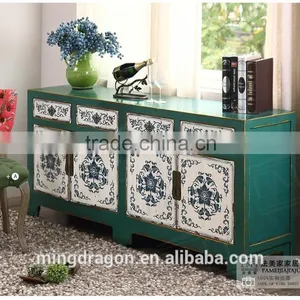 Antique Oriental Furniture-Tibetan Antique Painted Cabinet thumbnail-3