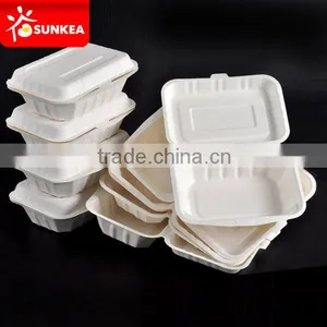 Oil Cut Resistant Sugarcane Pulp White Take Away Food Containers Quality Choice thumbnail-6