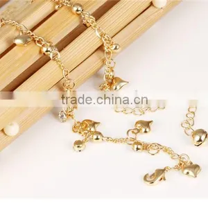 2016 Latest Style Stainless Steel Love&crystal Gold Anklet Designs thumbnail-2