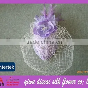Purple Pink Elegant Net Flower Sinamay Hair Fascinator thumbnail-1