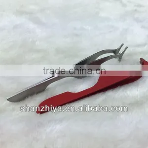 Stainless Steel Cosmetic Slanted Eyebrow and Eyelash Extension Tweezer thumbnail-1