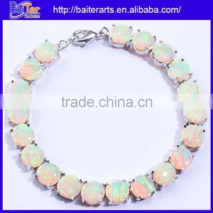 Elegant Women's Jewelry White Fire Opal Gemstone Bracelet Wholesale thumbnail-5
