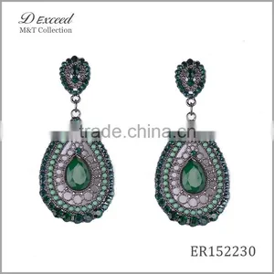 Yiwu Jewelry Factory D Exceed Fashion Crystal Silver Plating Water Drop Earrings Resin Alloy Dangle Earrings thumbnail-1