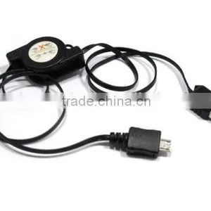 Black Micro USB to USB A Retractable Data Sync Charger Cable thumbnail-1