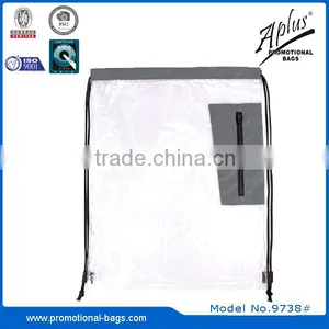 Transparent PVC Drawstring Bag With Zipper Pocket thumbnail-3