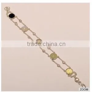 B0029-925 STERLING SILVER MULTI 5 GEMSTONES LIGHT FINE DESIGNER BRACELET 8.07 thumbnail-1