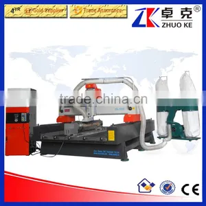 China Hot Sale 450MM Z-Axis 4 Axis Woodworking CNC Router Machine ZKM-1325 With Dust Collector To Keep Clean thumbnail-3