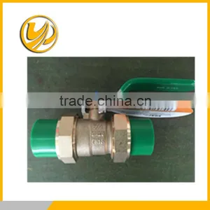 Middle-weight Full Flow Double PPR Connection Flat Lever Ball Valve, Brass Plating thumbnail-1