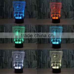 3D Optical Night Light Sponge Baby 7 RGB Light Colors 10 LEDs AA Battery or DC 5V Mixed Lot thumbnail-1