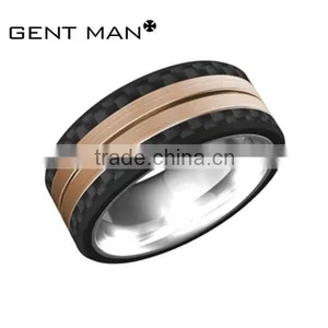 8mm (not Glue Carbon Fiber) Carbon Fiber Ring Tungsten Ring With Bezel Setting 3pcs cz thumbnail-5