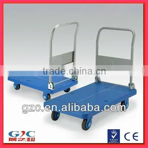 Heavy Duty Foldable Four Wheel Mute Plastic Platform Trolley Hand Cart With Folding Handle thumbnail-1