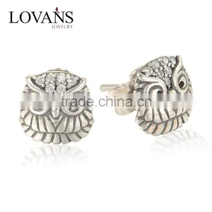 ER1016 Wholesale Solid 925 Sterling Silver Owl Earrings For Women Jewelry thumbnail-1