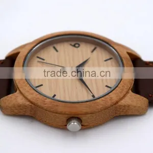2016 High Quality Natural Bamboo Retro Round Dial Wood Watch thumbnail-5