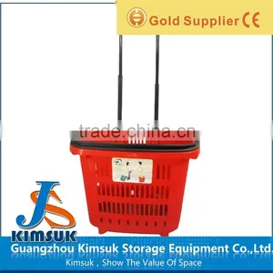 35~80 Litre Supermarke Movable Plastic Hand Basket With Four Wheels thumbnail-2