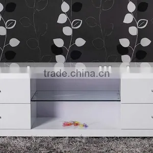 Modern TV Stand Made of MDF in High Gloss White thumbnail-1