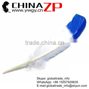 ZPDECOR Wholesale Plume Wonderful Quality Dyed Bulk Blue Half Dipped Bicolourable Turkey Feathers for Sale thumbnail-1
