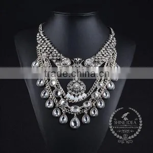 High Quality Vintage Rhinestone Chunky Statement Necklace Tin Alloy Fashion Women Pendant Necklace 6390092 thumbnail-1