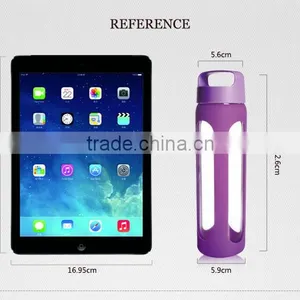 2016 Color Sports Glass Foldable Water Bottle With Silicone Sleeve 550ml thumbnail-2