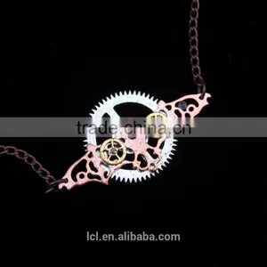 New Design Steampunk Gear Bat Pendant Statement Necklace 2015 Yiwu Fashion Imitation Jewelry Hot Sale thumbnail-1