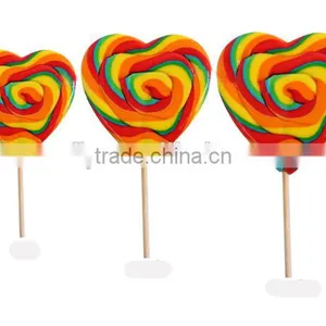 Individual Wrapped Fruit Flavour Sweets Flat Swirl Rainbow Heart Shape Lollipop thumbnail-3
