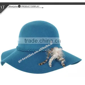 New Hot Product for 2014 Fashion Women Promotional Party Felt Hat Wide Brim With Fur thumbnail-2