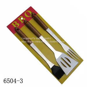 3 Pcs Wooden Handle BBQ Tools Barbecue Set thumbnail-3