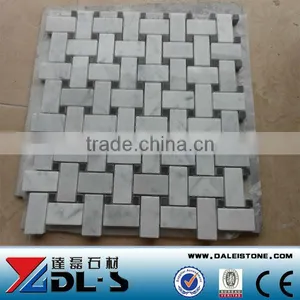 Bianco Carrara White Marble Mosaic Tile 12x12 Basketweave Black Dot Price thumbnail-1